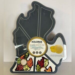 KOLORAE Michigan Shaped Serviette Tray Removable Dip Cup Snap Lock Lid NEW